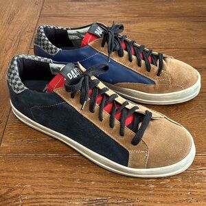 P448 You Can Surf Later Skate Sneakers Men’s Blue & Tan Suede Shoes Size EU 44